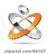 Royalty Free RF Clipart Illustration Of A Pre Made Logo Of A Circle Over Orange And Chrome Atom Rings by beboy