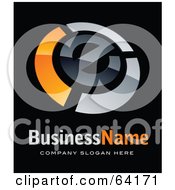 Royalty Free RF Clipart Illustration Of A Pre Made Logo Of An Orange E Above Space For A Business Name And Company Slogan On Black