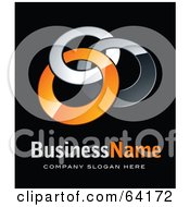 Poster, Art Print Of Pre-Made Logo Of Three Orange And Chrome Rings Above Space For A Business Name And Company Slogan On Black