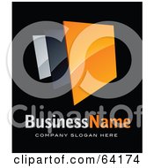 Pre-Made Logo Of An Orange Box Above Space For A Business Name And Company Slogan On Black