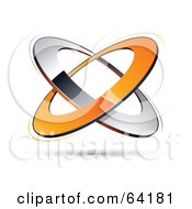 Royalty Free RF Clipart Illustration Of A Pre Made Logo Of Orange And Chrome Atom Rings by beboy