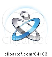 Royalty Free RF Clipart Illustration Of A Pre Made Logo Of A Circle Over Orange And Blue Atom Rings
