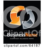 Royalty Free RF Clipart Illustration Of A Pre Made Logo Of Orange Circling Arrows Above Space For A Business Name And Company Slogan On Black