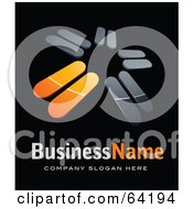 Royalty Free RF Clipart Illustration Of A Pre Made Logo Of An Orange And Chrome Windmill Above Space For A Business Name And Company Slogan On Black by beboy