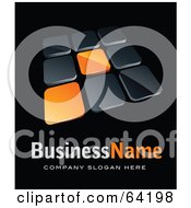 Poster, Art Print Of Pre-Made Logo Of Orange And Black Tiles Above Space For A Business Name And Company Slogan On Black