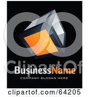Poster, Art Print Of Pre-Made Logo Of An Orange Cube Above Space For A Business Name And Company Slogan On Black