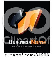 Royalty Free RF Clipart Illustration Of A Pre Made Logo Of Passing Gray And Orange Arrows Above Space For A Business Name And Company Slogan On Black