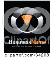 Poster, Art Print Of Pre-Made Logo Of A Chrome And Orange Dial Pointing Down Above Space For A Business Name And Company Slogan On Black