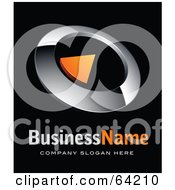 Royalty Free RF Clipart Illustration Of A Pre Made Logo Of A Chrome And Orange Dial Pointing Up To The Right Above Space For A Business Name And Company Slogan On Black