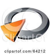 Royalty Free RF Clipart Illustration Of A Pre Made Logo Of A Chrome And Orange Dial Pointing Upwards Right