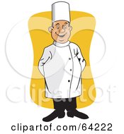 Royalty Free RF Clipart Illustration Of A Happy Male Chef Standing With His Hands Behind His Back