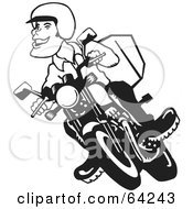 Royalty Free RF Clipart Illustration Of A Happy Black And White Man Riding A Motorcycle