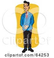 Poster, Art Print Of Friendly Manager Man In A Blue Jacket