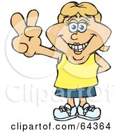 Royalty Free RF Clipart Illustration Of A Peaceful Woman Gesturing A Peace Sign Version 1
