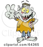 Royalty Free RF Clipart Illustration Of A Peaceful Zombie Gesturing A Peace Sign