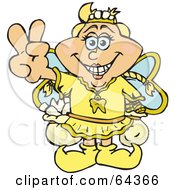 Royalty Free RF Clipart Illustration Of A Peaceful Tooth Fairy Gesturing A Peace Sign by Dennis Holmes Designs