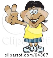 Royalty Free RF Clipart Illustration Of A Peaceful Woman Gesturing A Peace Sign Version 2