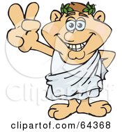 Royalty Free RF Clipart Illustration Of A Peaceful Roman Man Gesturing A Peace Sign