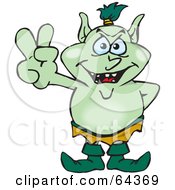 Royalty Free RF Clipart Illustration Of A Peaceful Goblin Gesturing A Peace Sign