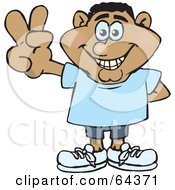 Royalty Free RF Clipart Illustration Of A Peaceful Man Gesturing A Peace Sign Version 2