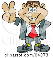 Poster, Art Print Of Peaceful Businessman Gesturing A Peace Sign