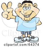 Royalty Free RF Clipart Illustration Of A Peaceful Man Gesturing A Peace Sign Version 3