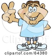 Royalty Free RF Clipart Illustration Of A Peaceful Man Gesturing A Peace Sign Version 4