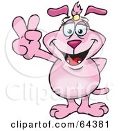 Royalty Free RF Clipart Illustration Of A Peaceful Pink Dog Gesturing The Peace Sign