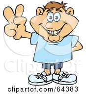 Royalty Free RF Clipart Illustration Of A Peaceful Man Gesturing A Peace Sign Version 1