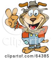 Royalty Free RF Clipart Illustration Of A Peaceful Sparkey Dog Scarecrow Gesturing The Peace Sign