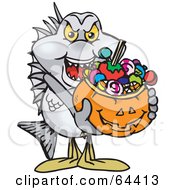 Poster, Art Print Of Trick Or Treating Bream Holding A Pumpkin Basket Full Of Halloween Candy