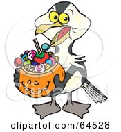 Poster, Art Print Of Trick Or Treating Shag Holding A Pumpkin Basket Full Of Halloween Candy