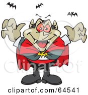 Royalty Free RF Clipart Illustration Of A Menacing Vampire With Bats by Dennis Holmes Designs