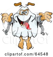 Royalty Free RF Clipart Illustration Of A Sparkey Dog In A Chained Ghost Costume by Dennis Holmes Designs