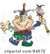 Royalty Free RF Clipart Illustration Of A Happy Dancing Jester by Dennis Holmes Designs