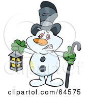 Poster, Art Print Of Snowman Carrying A Cane And Lantern