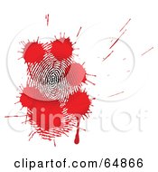 Poster, Art Print Of Red Blood Splatters Over A Fingerprint