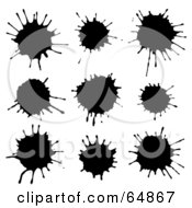 Digital Collage Of Dripping Black Ink Splatters - Version 2