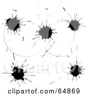 Royalty Free RF Clipart Illustration Of A Digital Collage Of Black Ink Splatters by Frog974