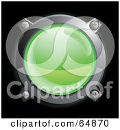 Royalty Free RF Clipart Illustration Of A Green Button With Chrome Edges