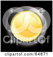 Royalty Free RF Clipart Illustration Of A Yellow Button With Chrome Edges