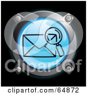 Royalty Free RF Clipart Illustration Of A Blue Mail Search Button With Chrome Edges by Frog974