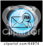 Royalty Free RF Clipart Illustration Of A Blue Spam Search Button With Chrome Edges