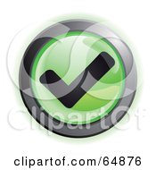Poster, Art Print Of Green Check Mark Button With Chrome Edges