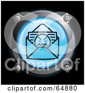 Poster, Art Print Of Blue Hate Mail Button With Chrome Edges