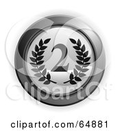 Royalty Free RF Clipart Illustration Of A Gray Second Place Button With Chrome Edges