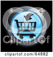 Poster, Art Print Of Blue Put In Shopping Cart Button With Chrome Edges
