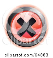 Royalty Free RF Clipart Illustration Of A Red X Button With Chrome Edges