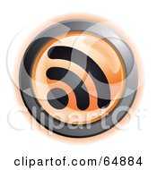 Royalty Free RF Clipart Illustration Of An Orange RSS Button With Chrome Edges