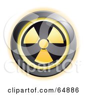 Royalty Free RF Clipart Illustration Of A Yellow Radiation Button With Chrome Edges